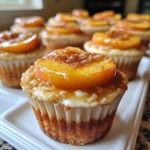 Honey Peach Cream Cheese Cupcakes Recipe (Moist, Fruity & Filled with Creamy Goodness)